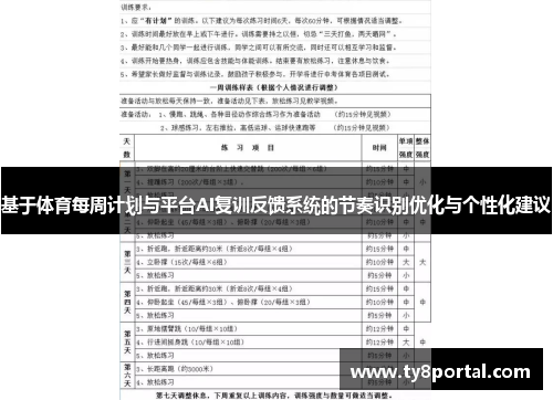 基于体育每周计划与平台AI复训反馈系统的节奏识别优化与个性化建议